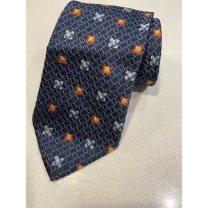 Ermenegildo Zegna Tie Silk Blue With Geometric Shapes